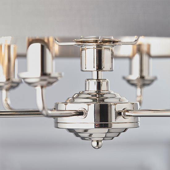 Highclere 6 Light Charcoal Shade Pendant Light In Bright Nickel