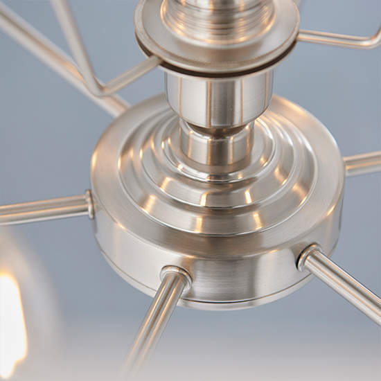 Highclere 6 Light Natural Shade Pendant Light In Brushed Chrome
