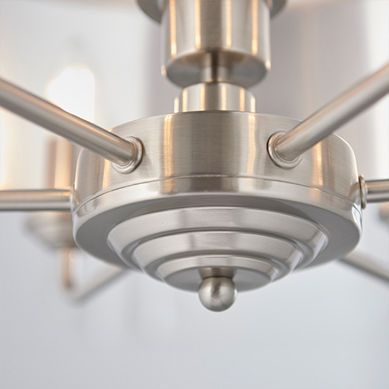 Highclere 6 Light Natural Shade Pendant Light In Brushed Chrome