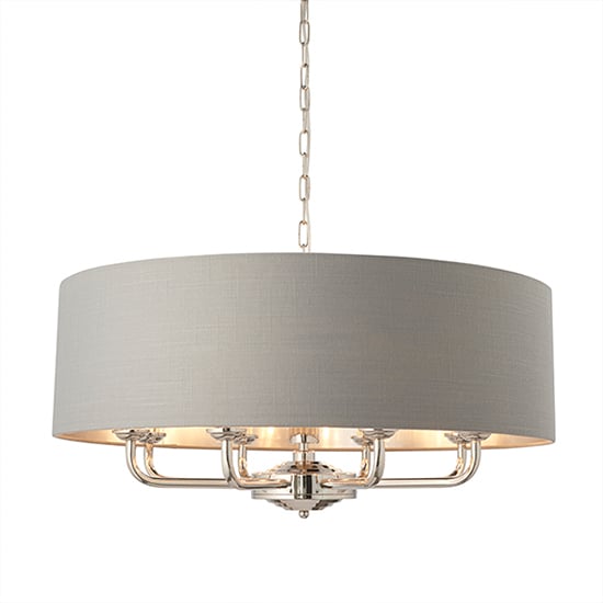 Highclere 8 Light Charcoal Shade Pendant Light In Bright Nickel_2
