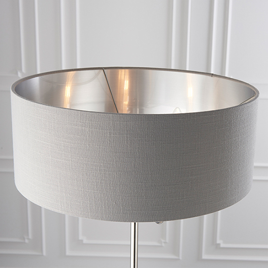 Highclere Charcoal Linen Shade Floor Lamp In Bright Nickel