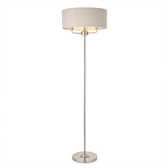 Highclere Natural Linen Shade Floor Lamp In Brushed Chrome_2