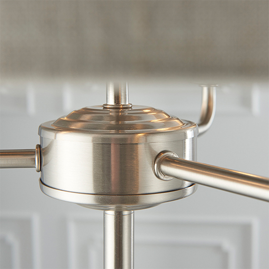 Highclere Natural Linen Shade Floor Lamp In Brushed Chrome