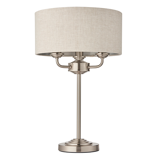 Highclere Natural Linen Shade Table Lamp In Brushed Chrome_3