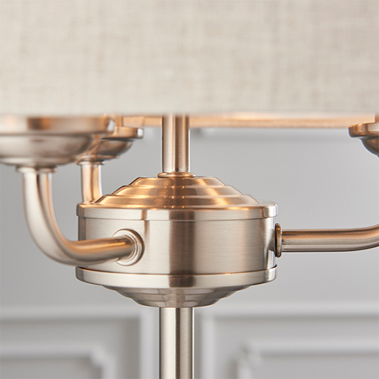 Highclere Natural Linen Shade Table Lamp In Brushed Chrome