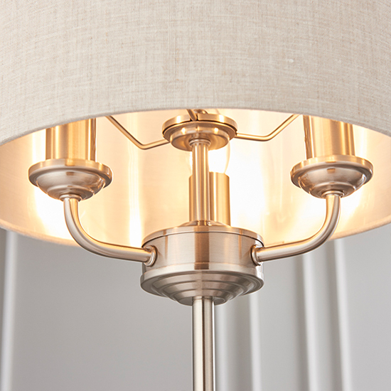 Highclere Natural Linen Shade Table Lamp In Brushed Chrome
