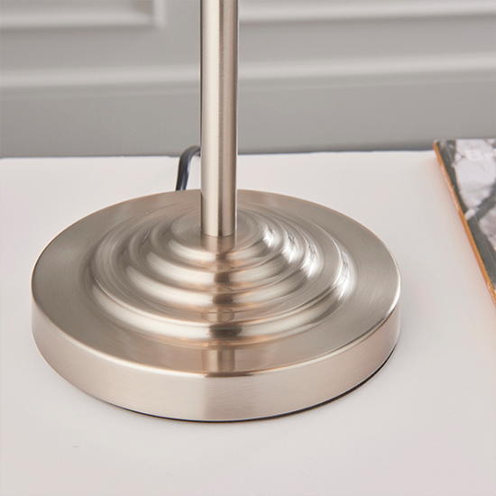 Highclere Natural Linen Shade Table Lamp In Brushed Chrome