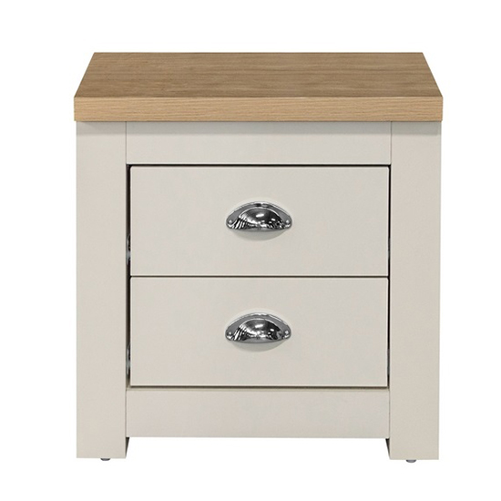 Highgate Wooden Bedside Cabinet With 2 Drawers In Cream And Oak_2