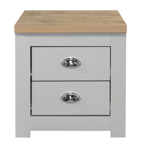 Highgate Wooden Bedside Cabinet With 2 Drawers In Grey And Oak_2