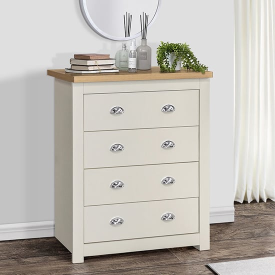 Highgate Wooden Chest Of 4 Drawers In Cream And Oak Furniture in Fashion Highgate Wooden Chest Of 4 Drawers In Cream And Oak Furniture in Fashion