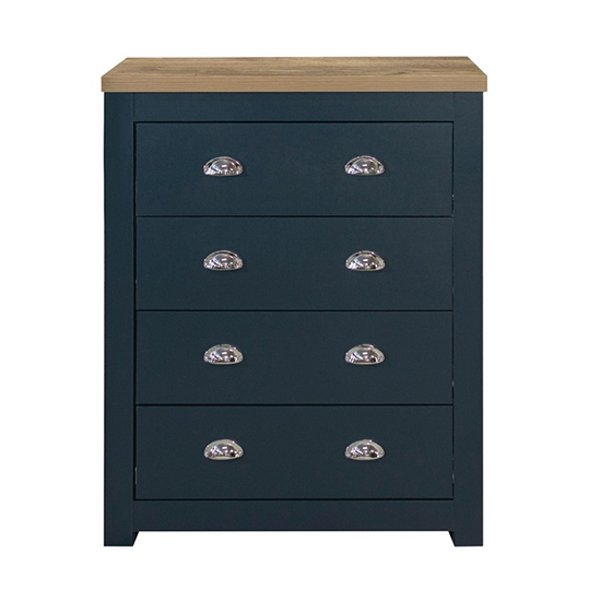Highgate Wooden Chest Of 4 Drawers In Navy Blue And Oak_2