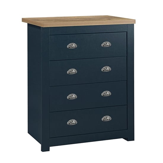 Highgate Wooden Chest Of 4 Drawers In Navy Blue And Oak_3