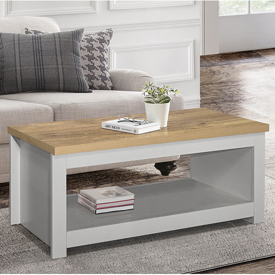 Read more about Highgate wooden coffee table in grey and oak