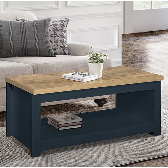 Highgate Wooden Coffee Table In Navy Blue And Oak_1