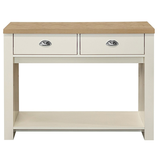 Highgate Wooden Console Table With 2 Drawers In Cream And Oak_2