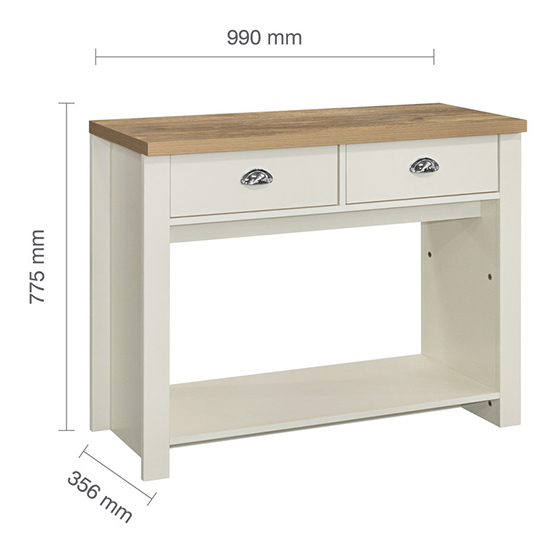 Highgate Wooden Console Table With 2 Drawers In Cream And Oak_4