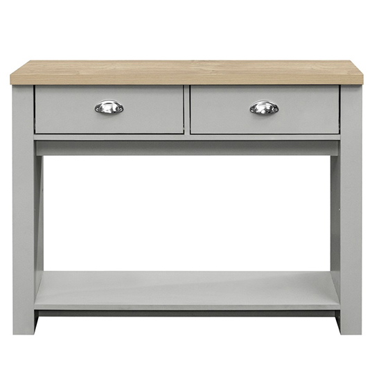 Highgate Wooden Console Table With 2 Drawers In Grey And Oak_2