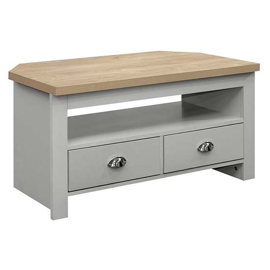 Highgate Corner Wooden TV Stand In Grey And Oak_3