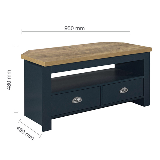 Highgate Corner Wooden TV Stand In Navy Blue And Oak_4