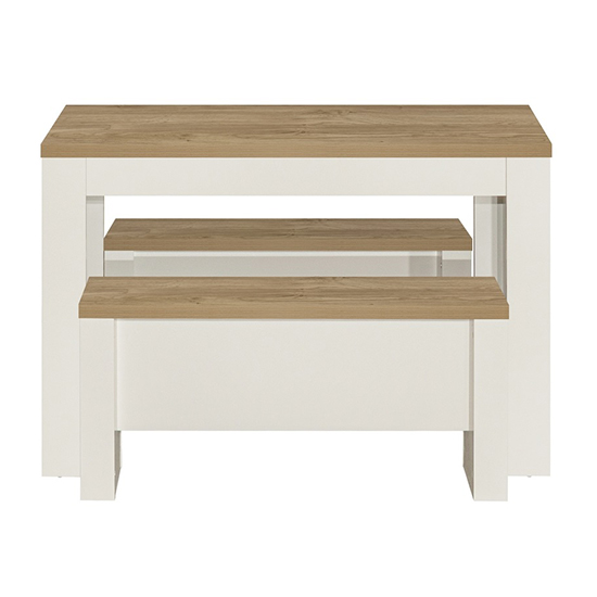 Highgate Wooden Dining Table And 2 Benches In Cream And Oak_3