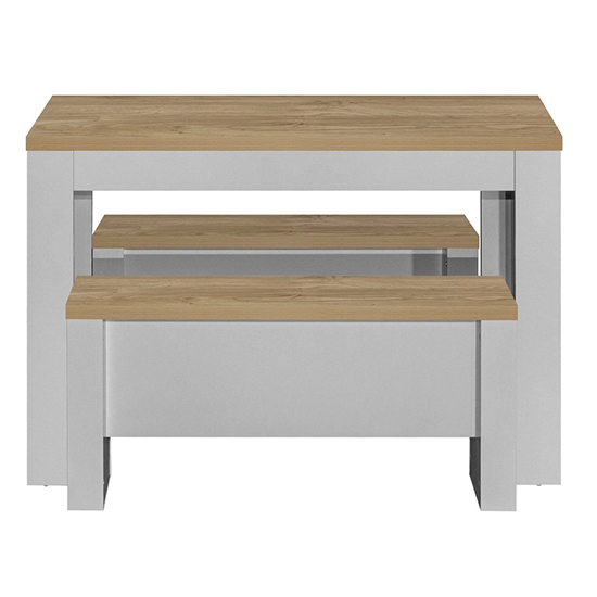 Highgate Wooden Dining Table And 2 Benches In Grey And Oak_3