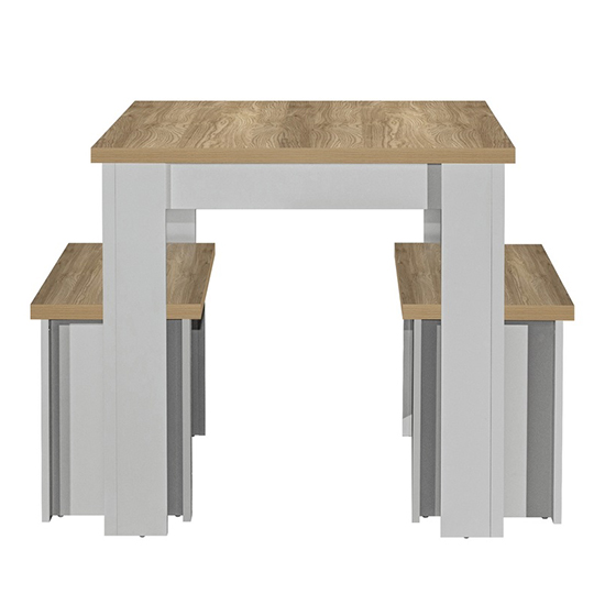 Highgate Wooden Dining Table And 2 Benches In Grey And Oak_4