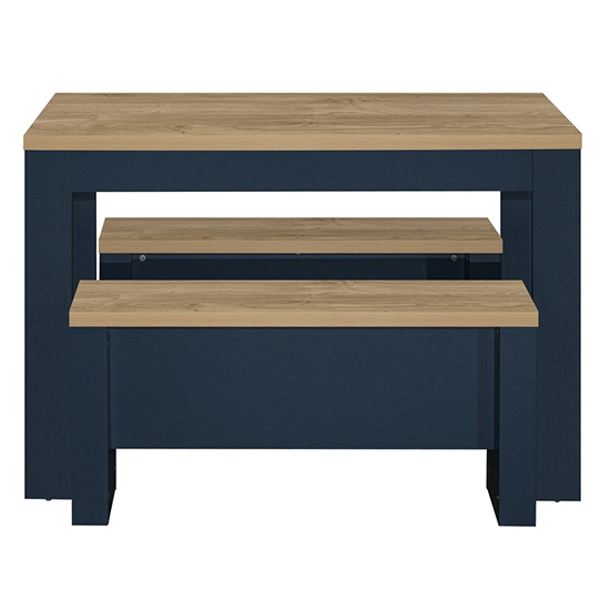 Highgate Wooden Dining Table And 2 Benches In Navy Blue And Oak_3