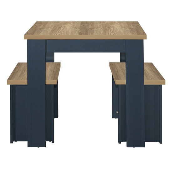 Highgate Wooden Dining Table And 2 Benches In Navy Blue And Oak_4