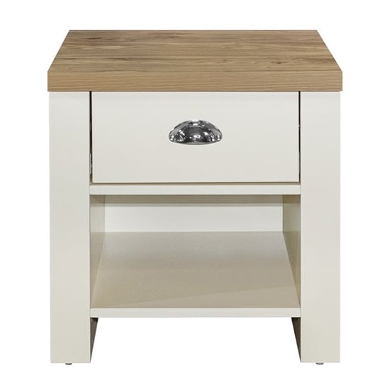 Highgate Wooden Lamp Table With 1 Drawer In Cream And Oak_2