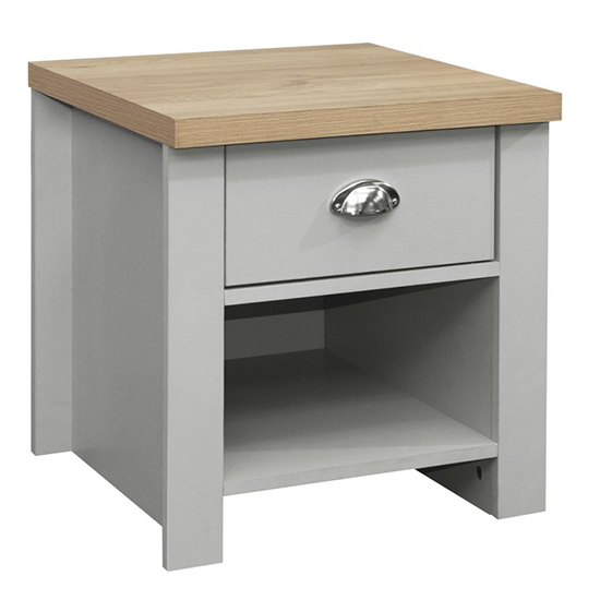 Highgate Wooden Lamp Table With 1 Drawer In Grey And Oak_3