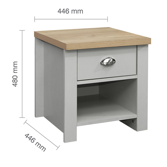 Highgate Wooden Lamp Table With 1 Drawer In Grey And Oak_4