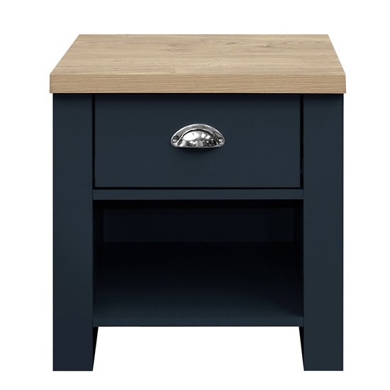 Highgate Wooden Lamp Table With 1 Drawer In Navy Blue And Oak_2