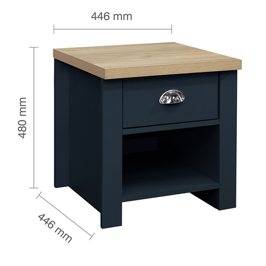 Highgate Wooden Lamp Table With 1 Drawer In Navy Blue And Oak_4