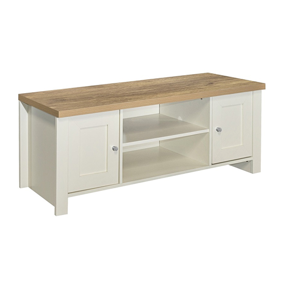 Highgate Large Wooden TV Stand In Cream And Oak_3