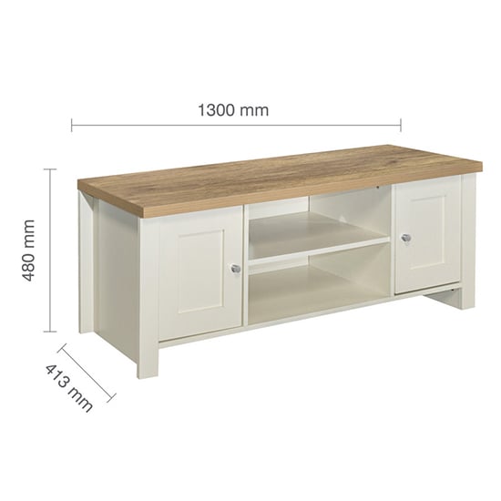 Highgate Large Wooden TV Stand In Cream And Oak_4