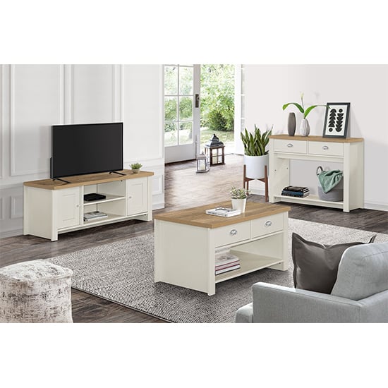 Highgate Large Wooden TV Stand In Cream And Oak_5
