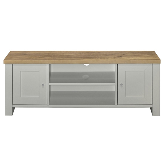 Highgate Large Wooden TV Stand In Grey And Oak_2
