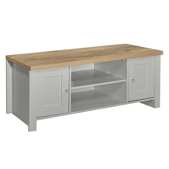 Highgate Large Wooden TV Stand In Grey And Oak_3