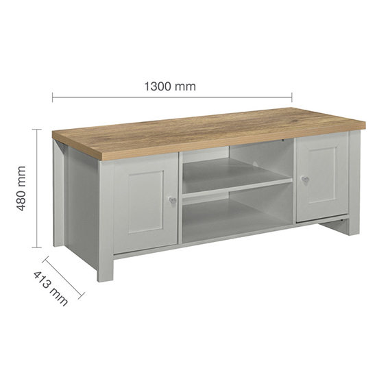 Highgate Large Wooden TV Stand In Grey And Oak_4