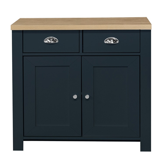 Highgate Wooden Sideboard With 2 Door 2 Drawer In Blue And Oak_2