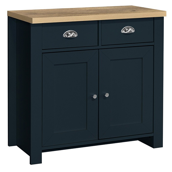 Highgate Wooden Sideboard With 2 Door 2 Drawer In Blue And Oak_3