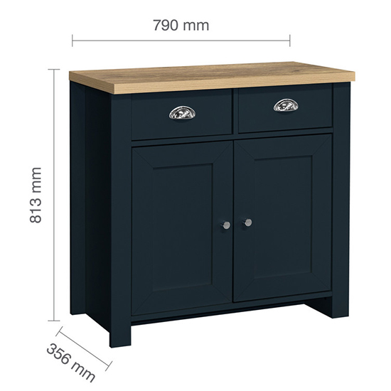 Highgate Wooden Sideboard With 2 Door 2 Drawer In Blue And Oak_4