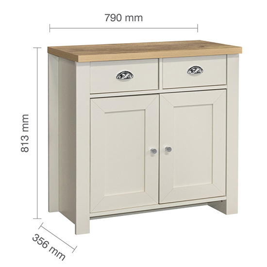 Highgate Wooden Sideboard With 2 Door 2 Drawer In Cream And Oak_4