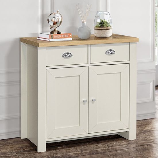 Highgate Wooden Sideboard With 2 Door 2 Drawer In Cream And Oak