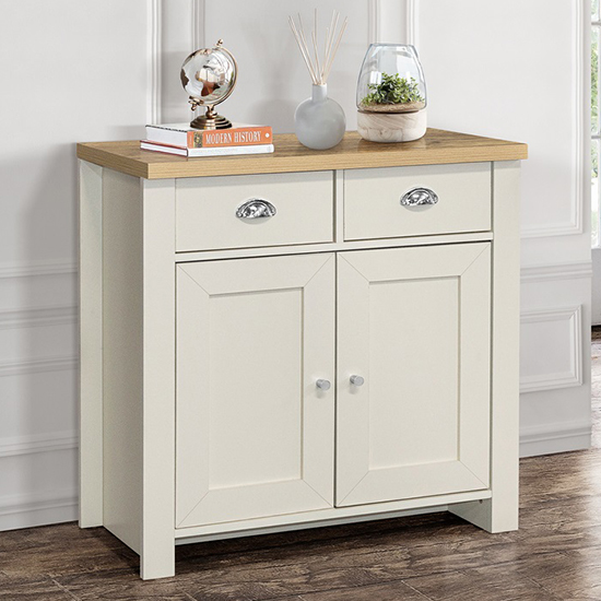 Photo of Highgate wooden sideboard with 2 door 2 drawer in cream and oak