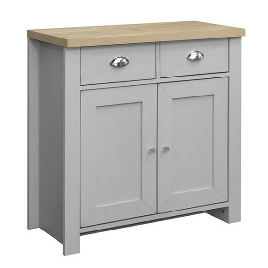 Highgate Wooden Sideboard With 2 Door 2 Drawer In Grey And Oak_3