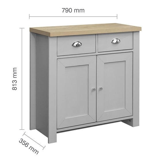 Highgate Wooden Sideboard With 2 Door 2 Drawer In Grey And Oak_4
