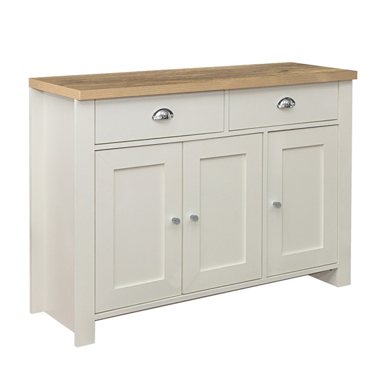 Highgate Wooden Sideboard With 3 Door 2 Drawer In Cream And Oak_3