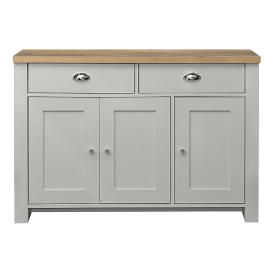 Highgate Wooden Sideboard With 3 Door 2 Drawer In Grey And Oak_2