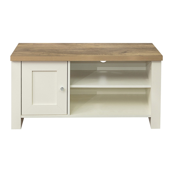 Highgate Small Wooden TV Stand In Cream And Oak_2